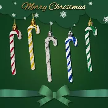 6 шт. Рождественские подвески-трости для оконной елки контрастного цвета с подвеской 6pcs синий