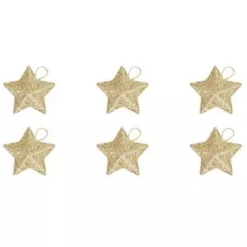 6 шт., рождественские подвесные украшения с пятиконечной звездой, многоразовый праздничный декор, рождественская елка, блестящий порошок, звезда, орнамент, кулон, товары для вечеринок, подарок