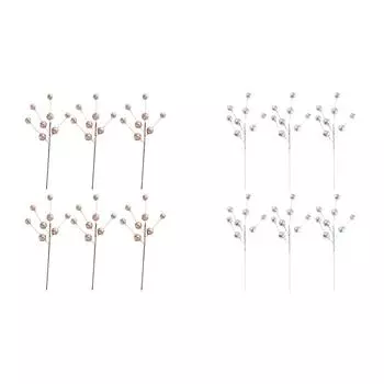 6 шт. рождественские ягодные палочки ягодные стебли наполнители для ваз искусственные ягоды падуба серебряный