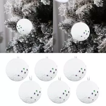 6 шт. Рождественские шары из белой пены с пайетками в форме звезд 5cm
