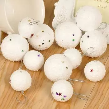 6 шт. Рождественские шары из белой пены с пайетками в форме звезд 5cm