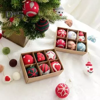 6 шт. Рождественские шары из шерстяного войлока, подвесные шары диаметром 5 см, войлочные сферы, праздничные елочные украшения для декора каминной доски A