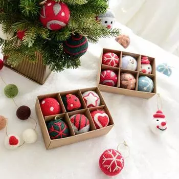 6 шт. Рождественские шары из шерстяного войлока, подвесные шары диаметром 5 см, войлочные сферы, праздничные елочные украшения для декора каминной доски