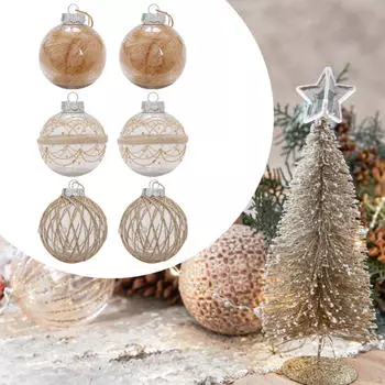 6 шт. Рождественские шары, подвески, небьющиеся прозрачные елочные украшения