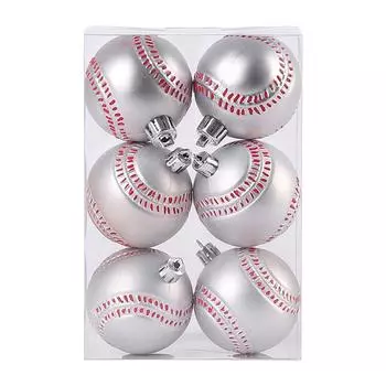 6 шт. Рождественские шары Спортивная тематика Рождественские елочные украшения Рождественский декор(Бейсбол)