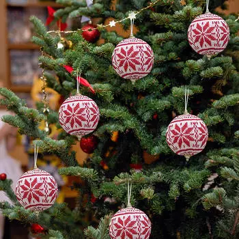 6 шт. Рождественские шары, украшения для елки, подвески, подвески на Рождество красный