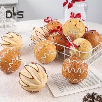 6 шт. Рождественские шары, украшения, небьющиеся, подвесные, пенопластовые, шары, пряничная тема, рождественские шары, украшения для елки, домашний декор светло-желтого