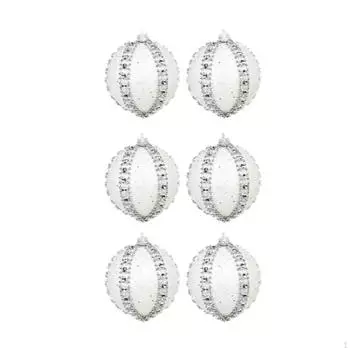 6 шт. Рождественские шары, украшения, подвесные шары, украшения, сделай сам, небьющиеся поделки, рождественская елка Rhinestones White