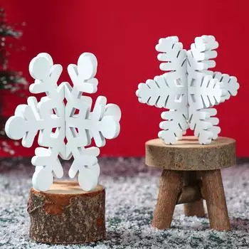 6 шт. Рождественские снежинки, деревянные украшения, рождественский декор для домашнего стола, декор 2024 года, рождественские украшения, подарки на Новый год 2025 года