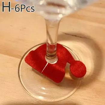 6 шт. Рождественские украшения, открытки для чашек, рождественские подарочные бирки для бокалов, подвески для бокалов, домашний декор для вечеринки