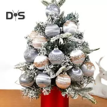 6 шт. Рождественские украшения, шары, небьющиеся флокированные шары с мелкими бусинами, подвесные украшения для помещений на рождественскую елку, блестящая вечеринка S светло-синий