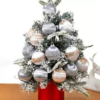 6 шт. Рождественские украшения, шары, небьющиеся флокированные шары с мелкими бусинами, подвесные украшения для помещений на рождественскую елку, блестящая вечеринка S шампанского