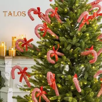 6 шт. Рождественские украшения в виде леденцов, набор красных и белых леденцов, рождественские украшения из ткани для рождественского венка на елку 6pcs