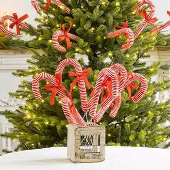 6 шт. Рождественские украшения в виде леденцов, набор красных и белых леденцов, рождественские украшения из ткани для рождественского венка на елку 6pcs