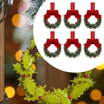 6 шт. рождественские венки для шкафа искусственный венок входная дверь многоразовые подвесные гирлянды для праздника Red