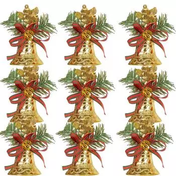 6 шт. Рождественский колокольчик кулон Рождественский золотой колокольчик Рождественская елка украшения праздничные украшения поставки рождественские подарки Декор 6PCS золотой