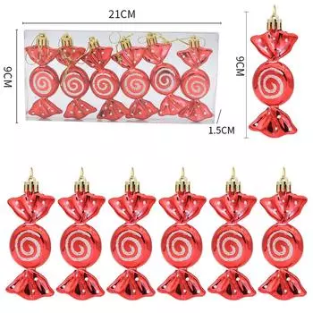 6 шт. Рождественский кулон гальванические конфеты Рождественский шар елочные украшения Новый год Ноэль домашний декор One Size красный
