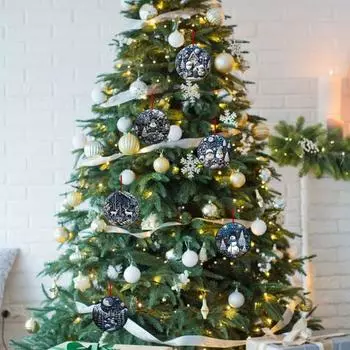 6 шт. Рождественское украшение Санта-елка Снежинка акриловый кулон 2D плоский подвесной декор для рождественской елки торговый центр офис отель 6pcs