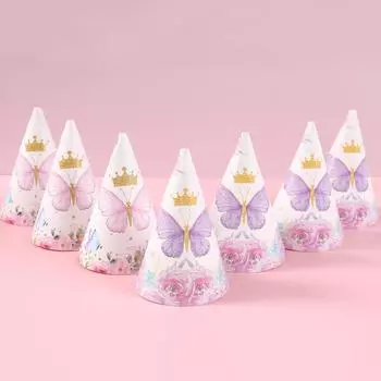 6 шт. розовая фиолетовая бабочка на день рождения шляпа украшения для вечеринки по случаю дня рождения дети детский душ девочки 1-й день рождения принадлежности