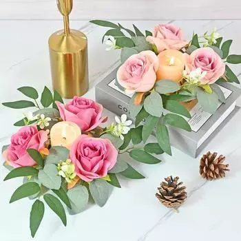 6 шт. розовая настольная гирлянда подставка для цветов обручальные кольца на День святого Валентина своими руками шелковая арка настольная ваза цветочный шар домашняя свеча 27cm белый