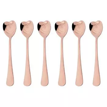 6 шт. розово-золотистые кофейные ложки в форме сердца, десертные ложки для размешивания сахара, чайные ложки, столовая посуда, кухонные принадлежности из нержавеющей стали