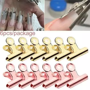 6 шт., русские C-кривые зажимы для ногтей, французские кончики для ногтей, акриловые зажимы для ногтей из нержавеющей стали, многофункциональный инструмент 6pcs Rose gold