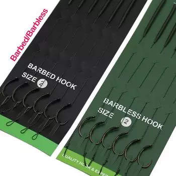 6 шт. рыболовная оснастка для ловли карпа, рыболовный крючок с зазубринами/без зазубрин, с защитой от запутывания лески, поворотный механизм QC, размер 2/4/6/8 для рыболовных снастей