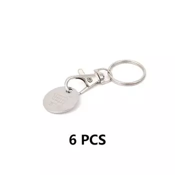 6 шт. с карабином-крючком для тележки с монетами, держатель жетонов для супермаркета белый