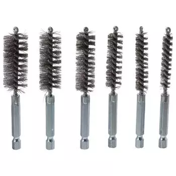 6 шт. с шестигранной щетиной 1/4 дюйма, проволочная щетка, набор щеток для чистки отверстий, полировка и удаление заусенцев