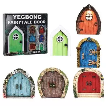 6 шт. Садовая фея, гном, эльф, миниатюрные фигурки, окна, двери, украшения для дома, сада, художественная скульптура, статуя на дверь дома на дереве