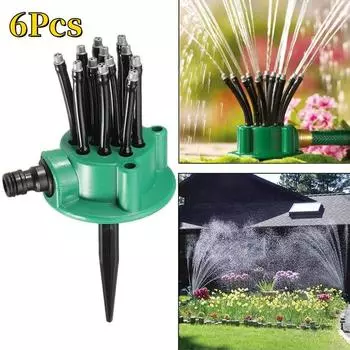 6 шт. садовый разбрызгиватель 360 градусов автоматический многоголовочный поливочный разбрызгиватель садоводство ландшафтный ирригационный инструмент насадка для душа