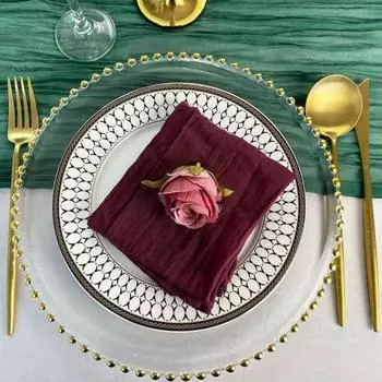 6 шт. Салфетки для стола, марлевые салфетки, салфетки из мягкой ткани для ужина, в стиле бохо, деревенские мятые салфетки из сырной ткани оптом для декора свадебной вечеринки бордовый