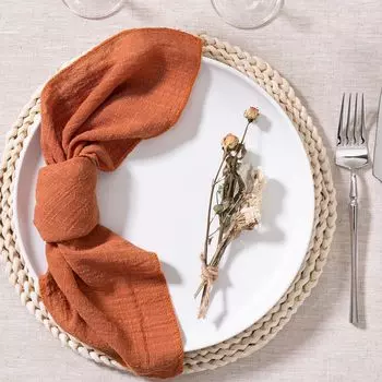 6 шт., Салфетки из хлопчатобумажной ткани 32x32 см, Салфетки ручной работы из ткани однотонные, Нежные салфетки ручной работы из ткани для ужинов, вечеринок бежевый