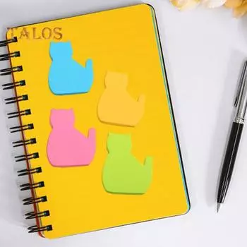 6 шт. самоклеящиеся липкие заметки яркого цвета, широко используемый очаровательный блокнот в форме кошки A