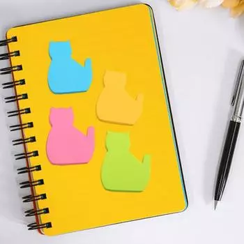 6 шт. самоклеящиеся липкие заметки яркого цвета, широко используемые очаровательные липкие заметки в форме кошки, маркеры для тетрадей A