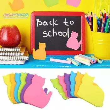 6 шт. самоклеящиеся липкие заметки сильной липкости-яркий цвет, широко используемые очаровательные липкие заметки в форме кошки, маркеры для блокнотов A