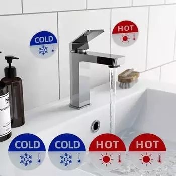 6 шт. самоклеящиеся наклейки для горячих и холодных знаков, удобные для детей круглые водонепроницаемые акриловые этикетки, знаки для предотвращения ожогов, термометр, напоминание о узоре 1 Set