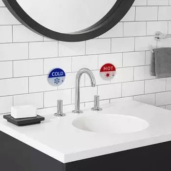 6 шт. самоклеящиеся наклейки для горячих и холодных знаков, удобные для детей круглые водонепроницаемые акриловые этикетки, знаки для предотвращения ожогов, термометр, напоминание о узоре 1 Set