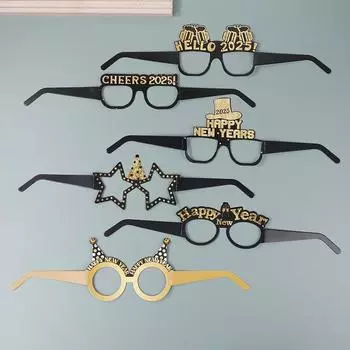 6 шт. Счастливого Нового года бумажные очки рамка для очков фото реквизит для рождественской вечеринки украшения принадлежности A1