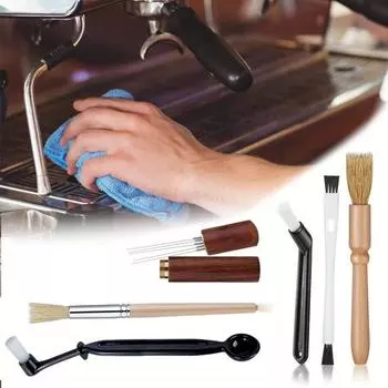 6 шт., щетка для чистки кофе, ткань для кофе, игла для порошка, головка кофемашины, нейлоновая щетка для кофе, набор кистей для кофе, набор кистей для эспрессо 6pcs