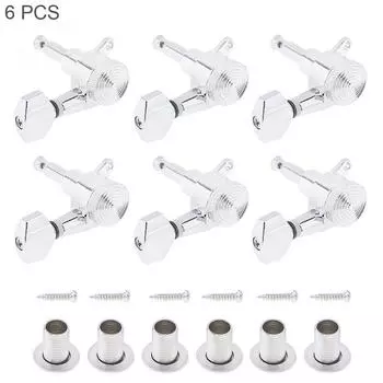 6 шт. серебряные колки для настройки гитары 6R блокирующий тюнер с квадратной головкой, все закрытые колки для народной гитары