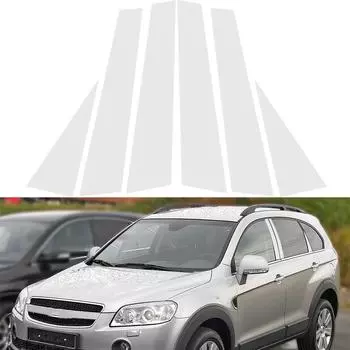 6 шт. серебряных наклеек для Chevrolet Captiva 2007-2018, дверные стойки, отделка панели, крышка автомобильного окна, хромированные детали колонки BC