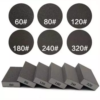 6 шт. серых крупнозернистых шлифовальных блоков средней зернистости, шлифовальные губки для гипсокартона, металла, шлифовальные блоки с наждачной бумагой для дерева, зернистость 60, 80, 120, 180, 240, 320 6pcs
