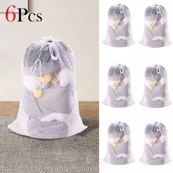 6 шт. сетчатых мешков для белья, портативные, большие, 75 л, сетчатые мешки для стирки на шнурке с ручкой для дома, общежития, путешествий и стирки, 60x90 см 60x90cm