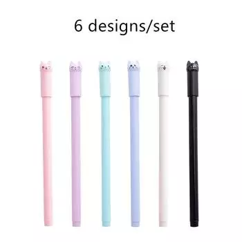 6 шт., шариковая ручка с милыми котятами и котами, черные чернила для письма, канцелярские принадлежности с героями мультфильмов, офисные и школьные принадлежности A6925