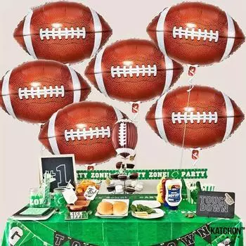 6 шт. шаров для регби по футболу и кубку мира с алюминиевой пленкой, шары для Суперкубка на тему спорта и футбола, принадлежности для вечеринок по случаю дня рождения 18inch коричневый