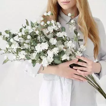 6 шт. шелковых цветочных веток 90 см, искусственные цветы камелии с длинным стеблем для украшения дома, свадьбы, праздничного стола, центрального элемента белый