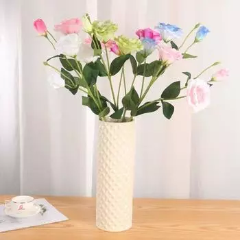 6 шт. шелковых искусственных цветов с длинным стеблем, искусственные цветы, композиция из веток, 18 головок для свадебного букета, домашнего декора фиолетовый