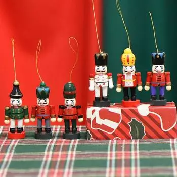 6 шт. Щелкунчик Украшение Деревянный Щелкунчик Подвесное Украшение Многоразовый Подвеска для Рождественской Елки