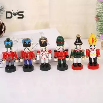 6 шт. Щелкунчик, украшение, деревянный Щелкунчик, подвесное украшение, многоразовая рождественская елка, елка, декор для подоконника 6pcs